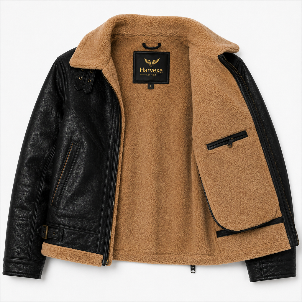 Men's Classic Black & Tan B-3 Aviator Jacket