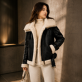 Velocite Oversized Leather Shearling Jacket