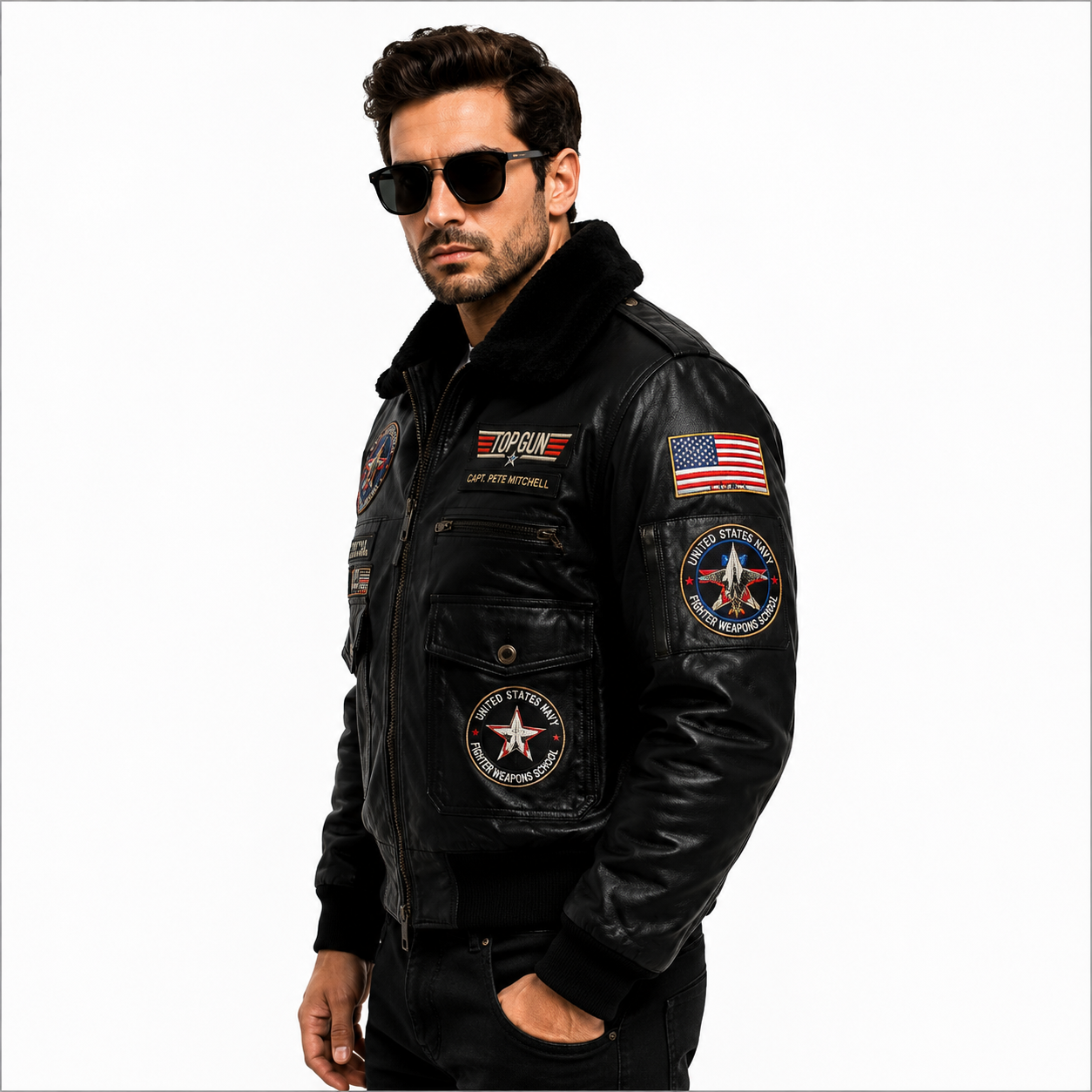 Men's Black Top Gun Maverick G-1 Leather Flight Jacket