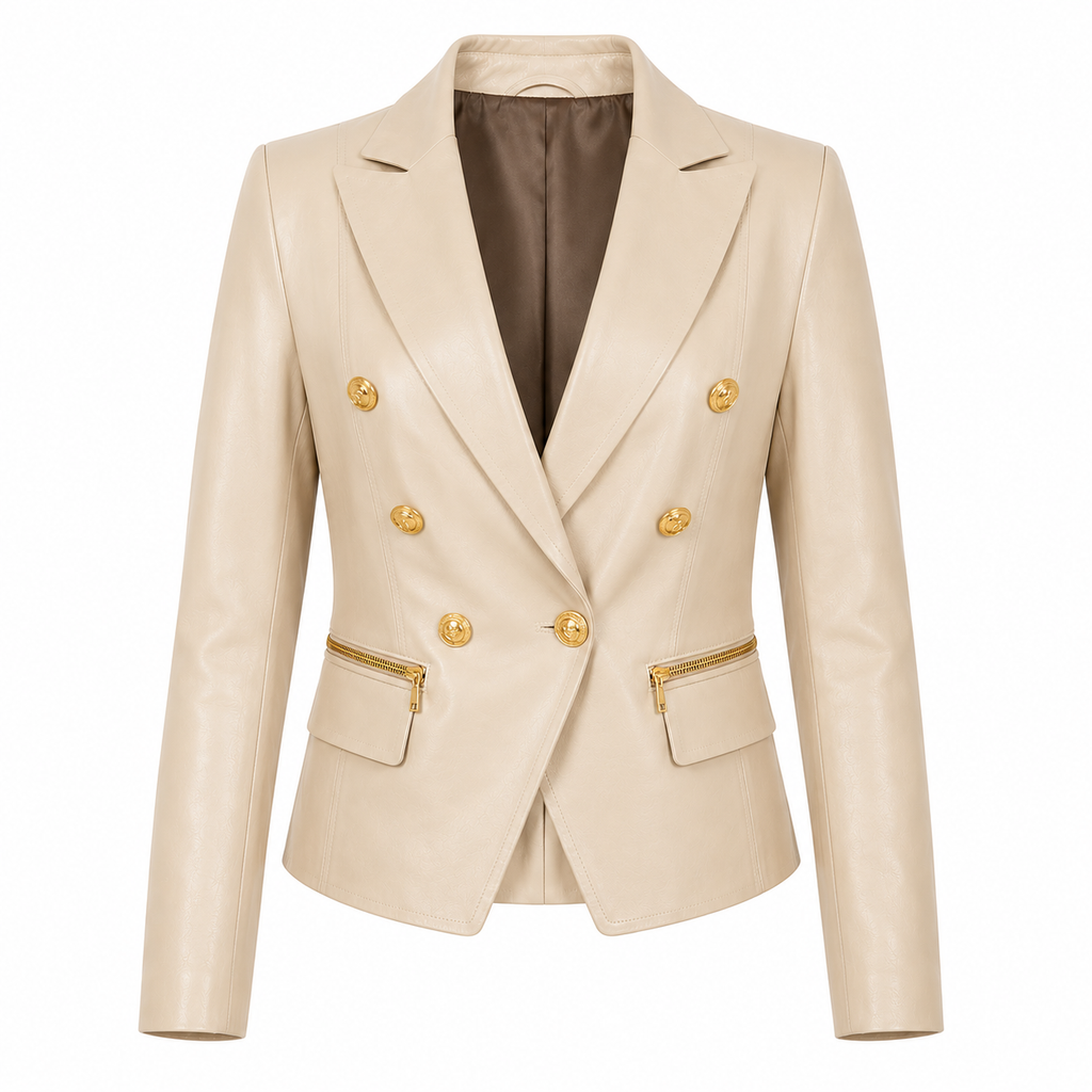L'AGENCE Ottilie Leather Blazer in Black