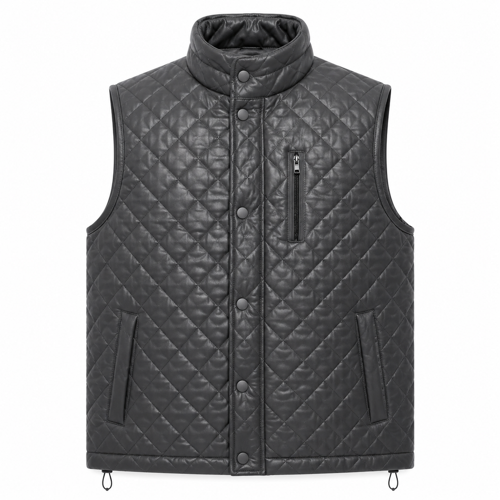 Men's cream or off-white diamond-quilted vest