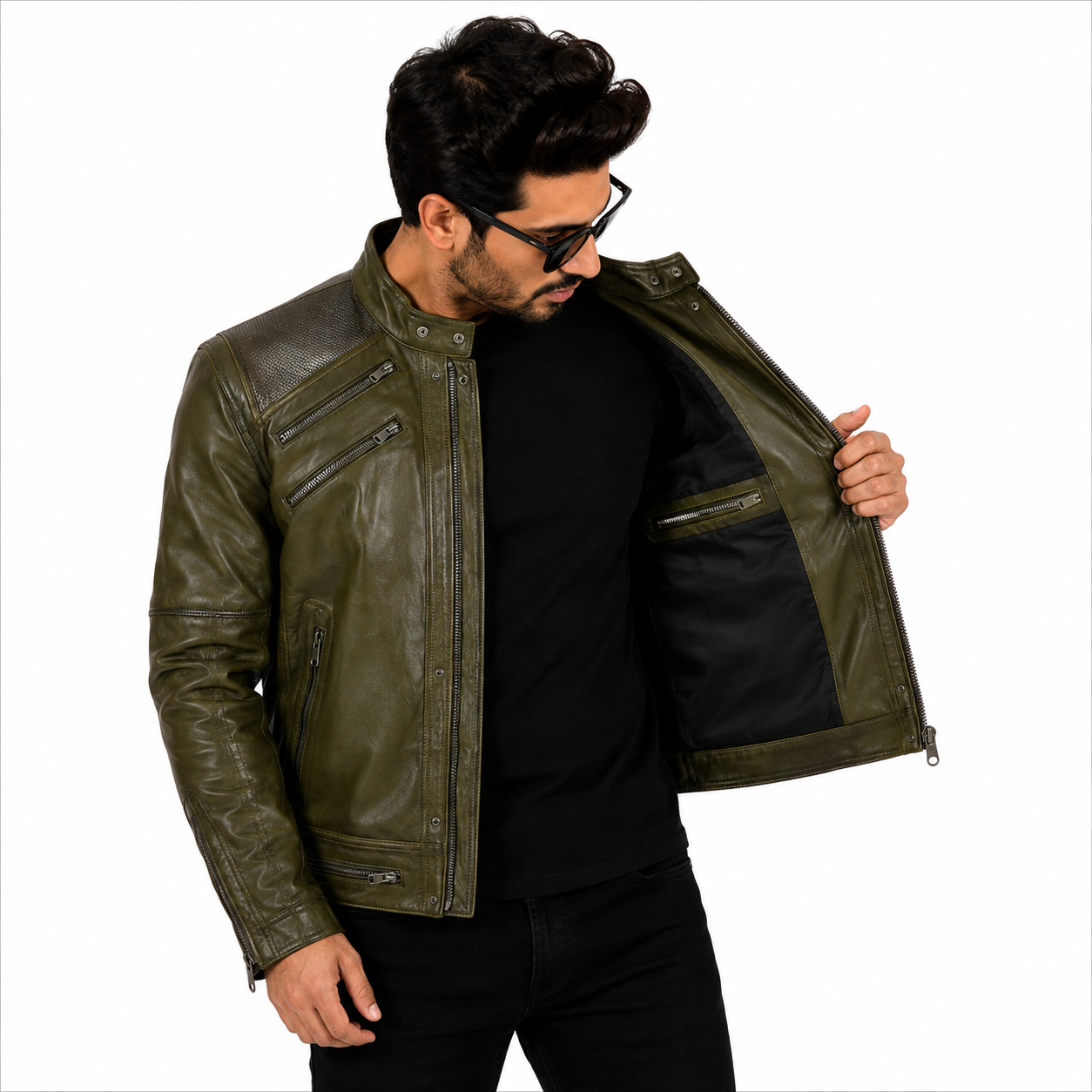 Michael Jackson Beat It olive green Leather Jacket