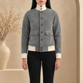 Sasha A1 Grey Suede Bomber Jacket