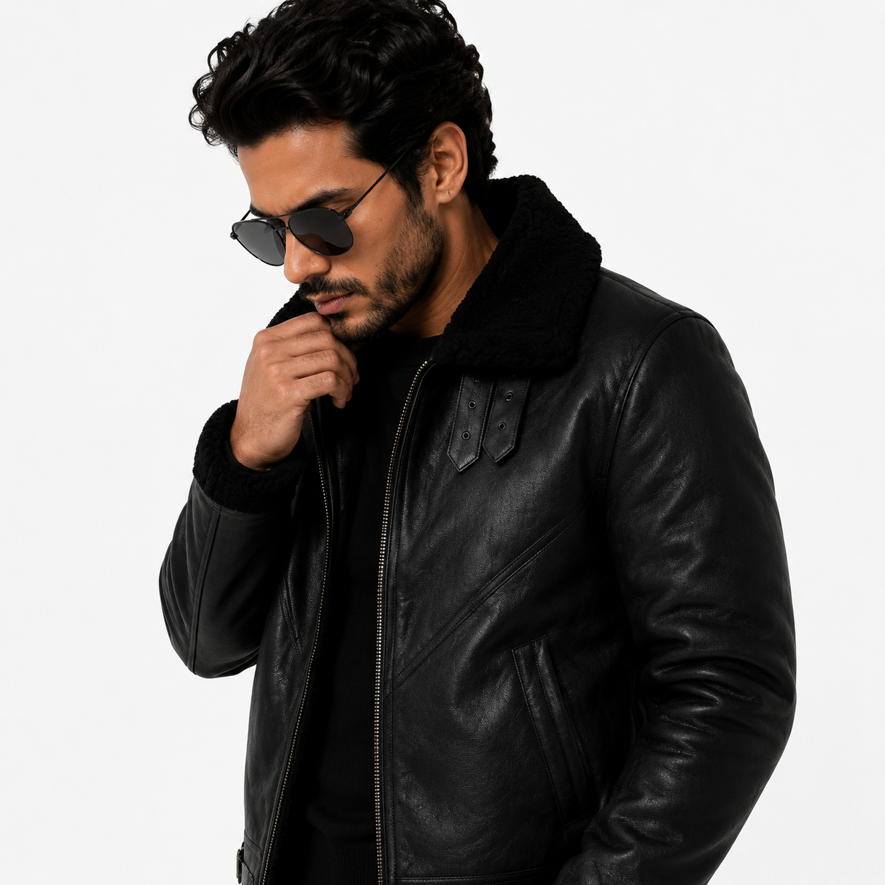 Men's Stealth Black Aviator Jacket