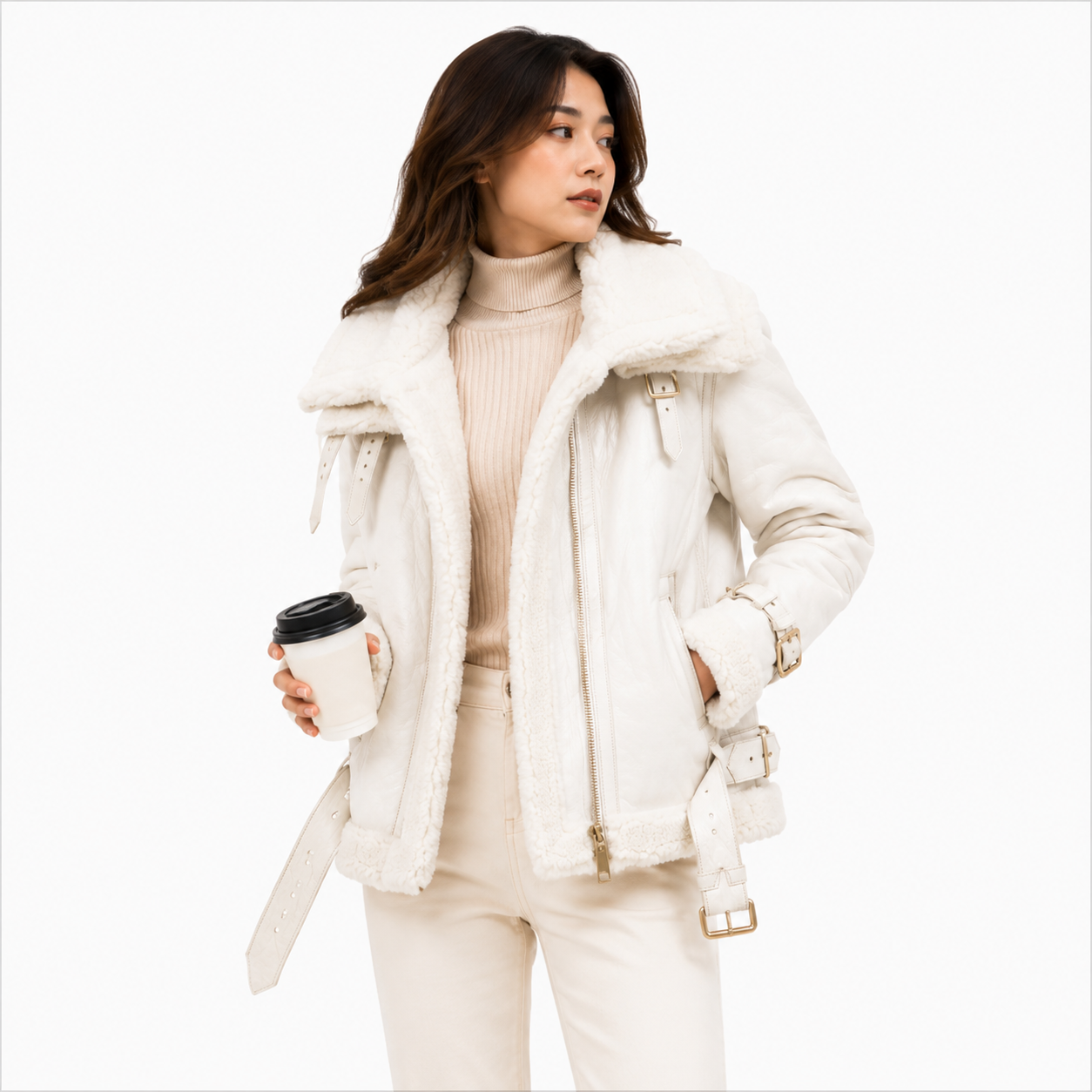 Velocite Oversized Leather Shearling Jacket