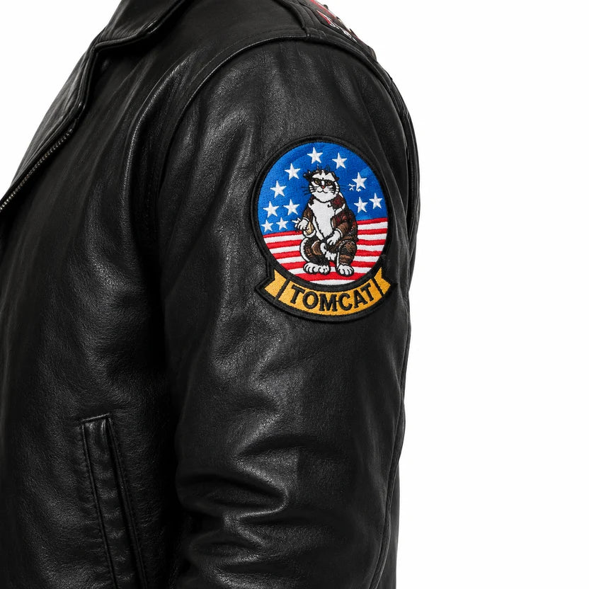 Men's Black Leather Pilot Jacket