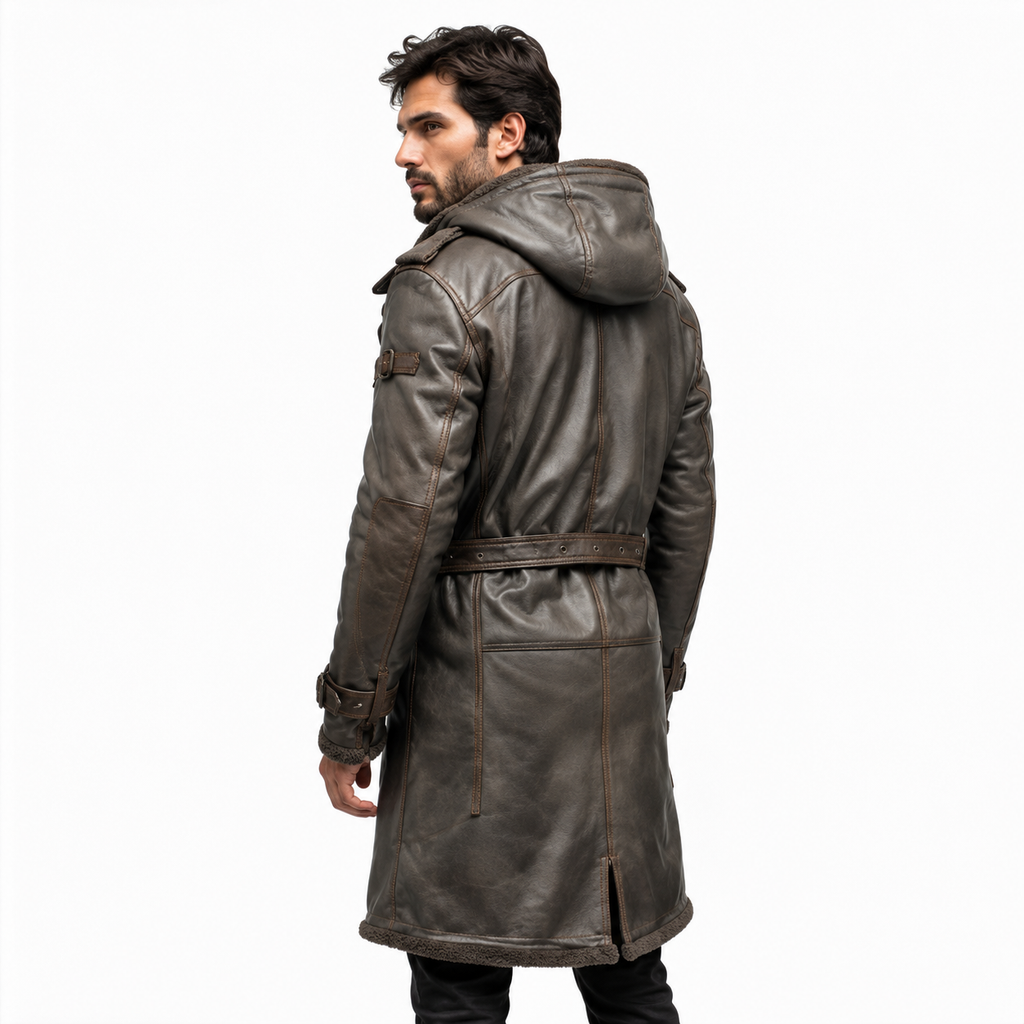 Men's Leather Trench Coat