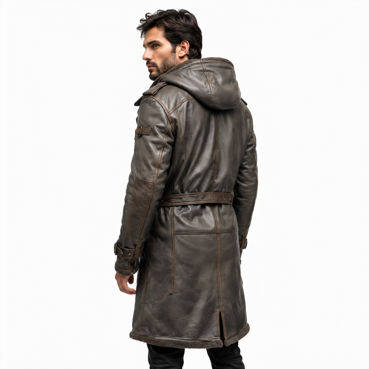 Men's Leather Trench Coat