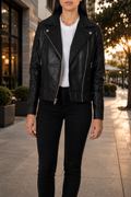 Women's Black Classic Biker Leather Jacket