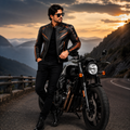 Men's Black & Brown Racer Leather Jacket