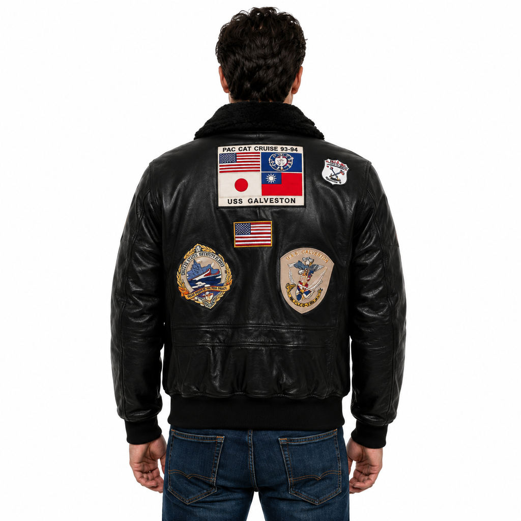 Men's Black Aviator Leather Jacket