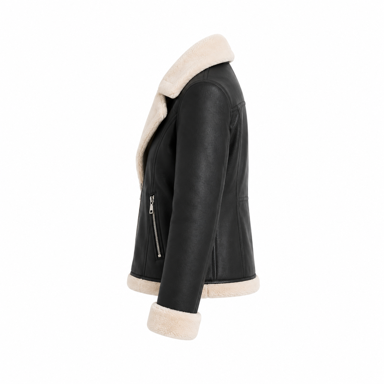 Women's Light Gray Faux Shearling Jacket