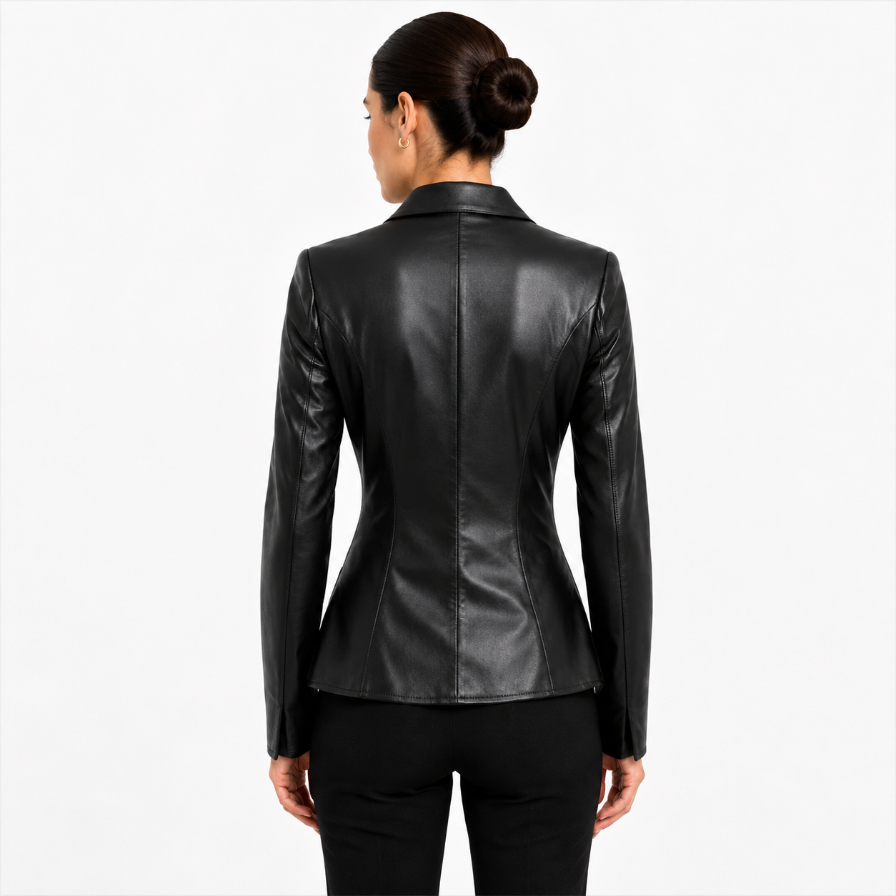 Women's Black Leather Blazer Jacket 