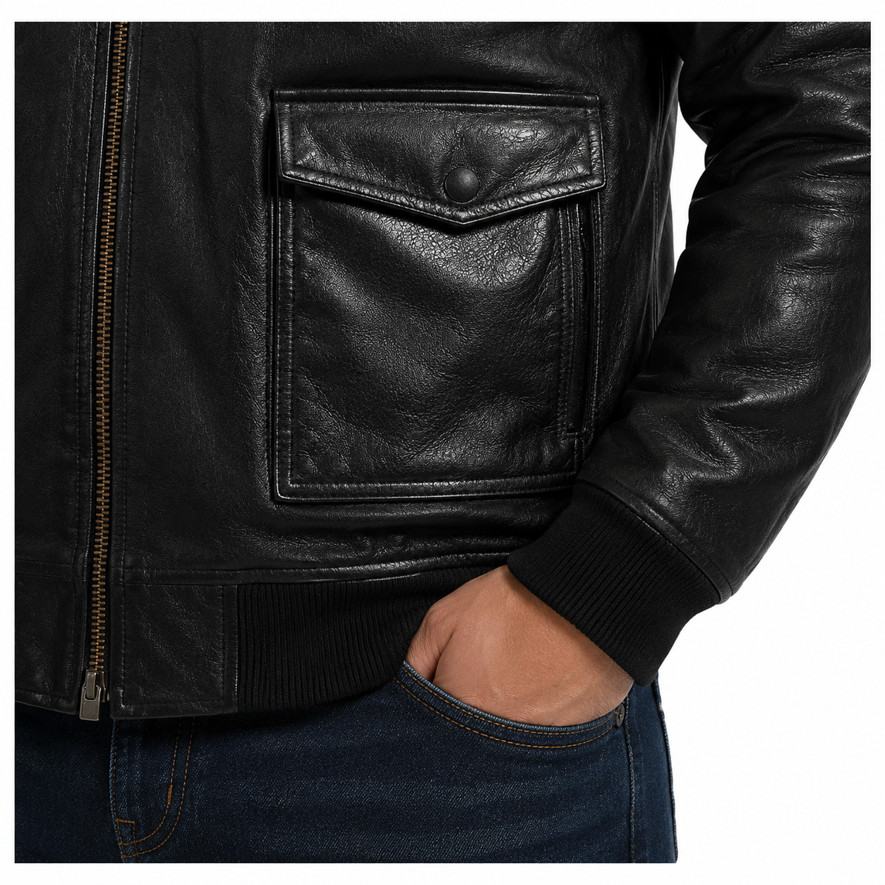 Men's Black G-1 Aviator Leather Flight Jacket