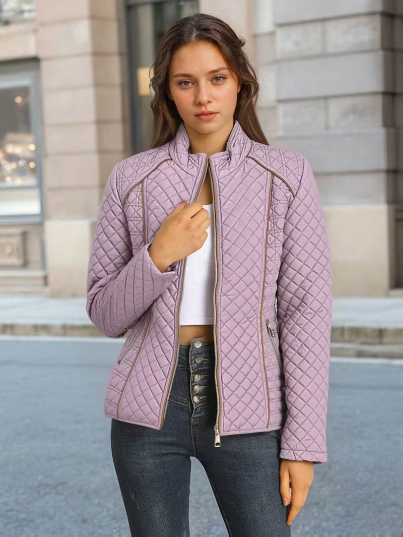 Quilted Lightweight Stand-Collar Jacket