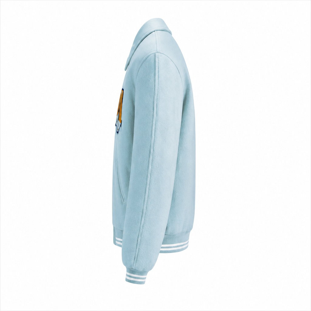 Light Blue New York Knicks NBA Varsity Jacket with Big KNICKS Logo