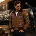 Men's Tan Brown Top Gun G-1 Flight Leather Jacket