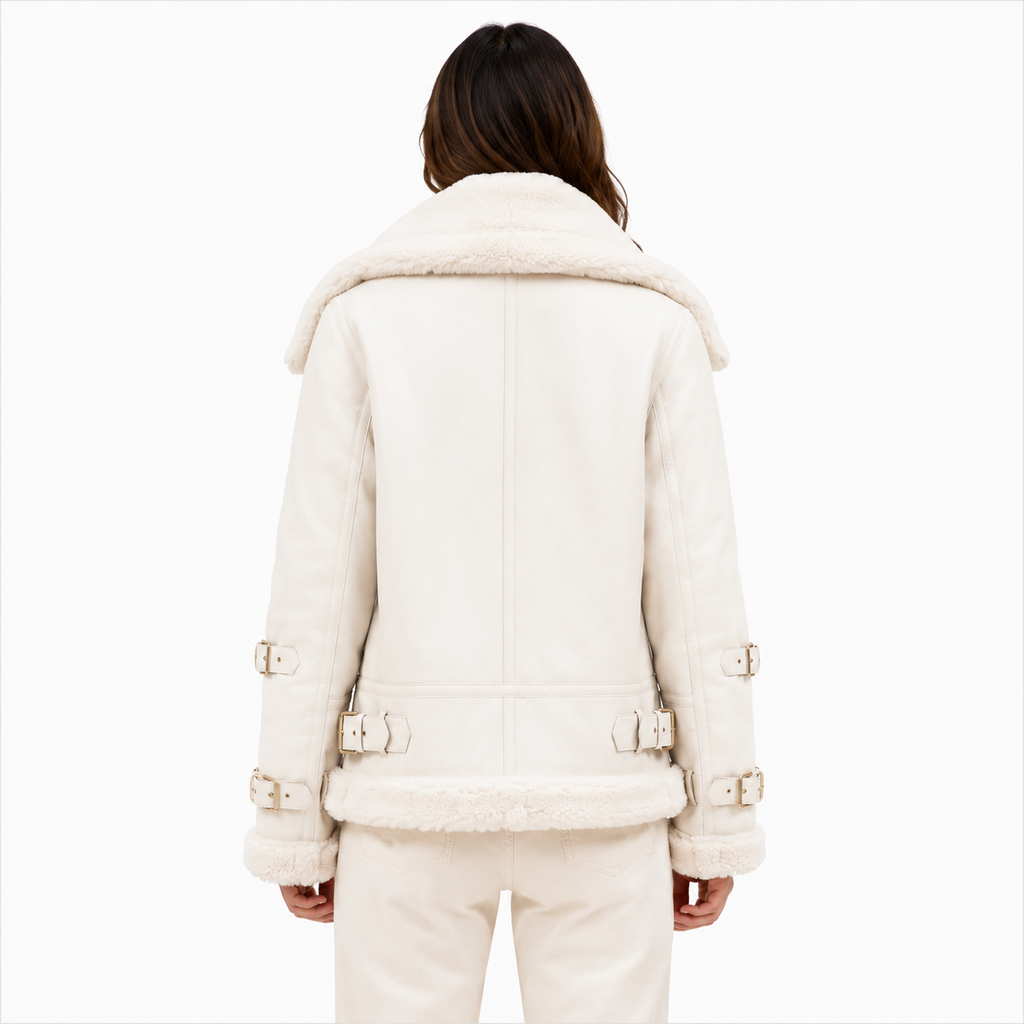 Velocite Oversized Leather Shearling Jacket