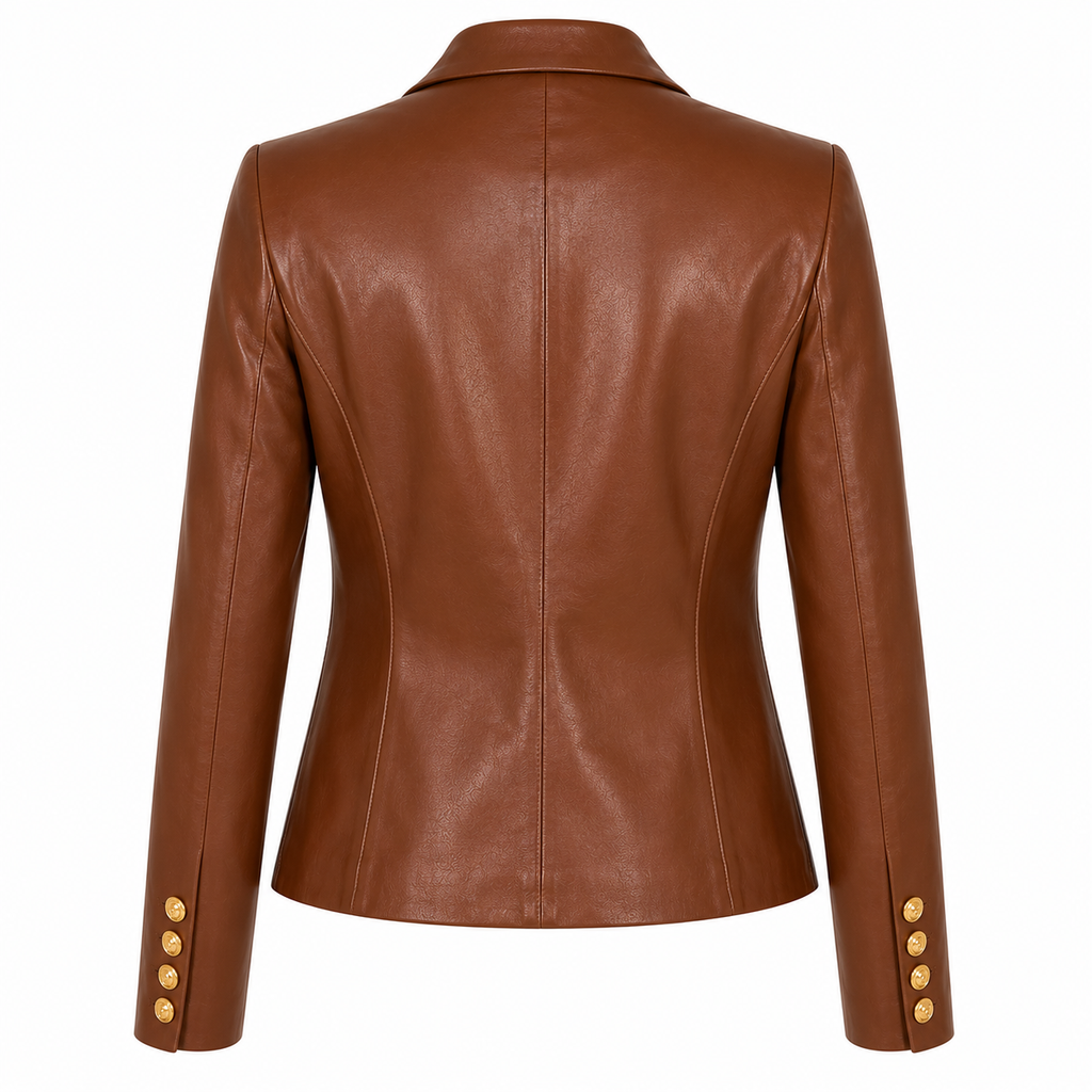 L'AGENCE Ottilie Leather Blazer in Black