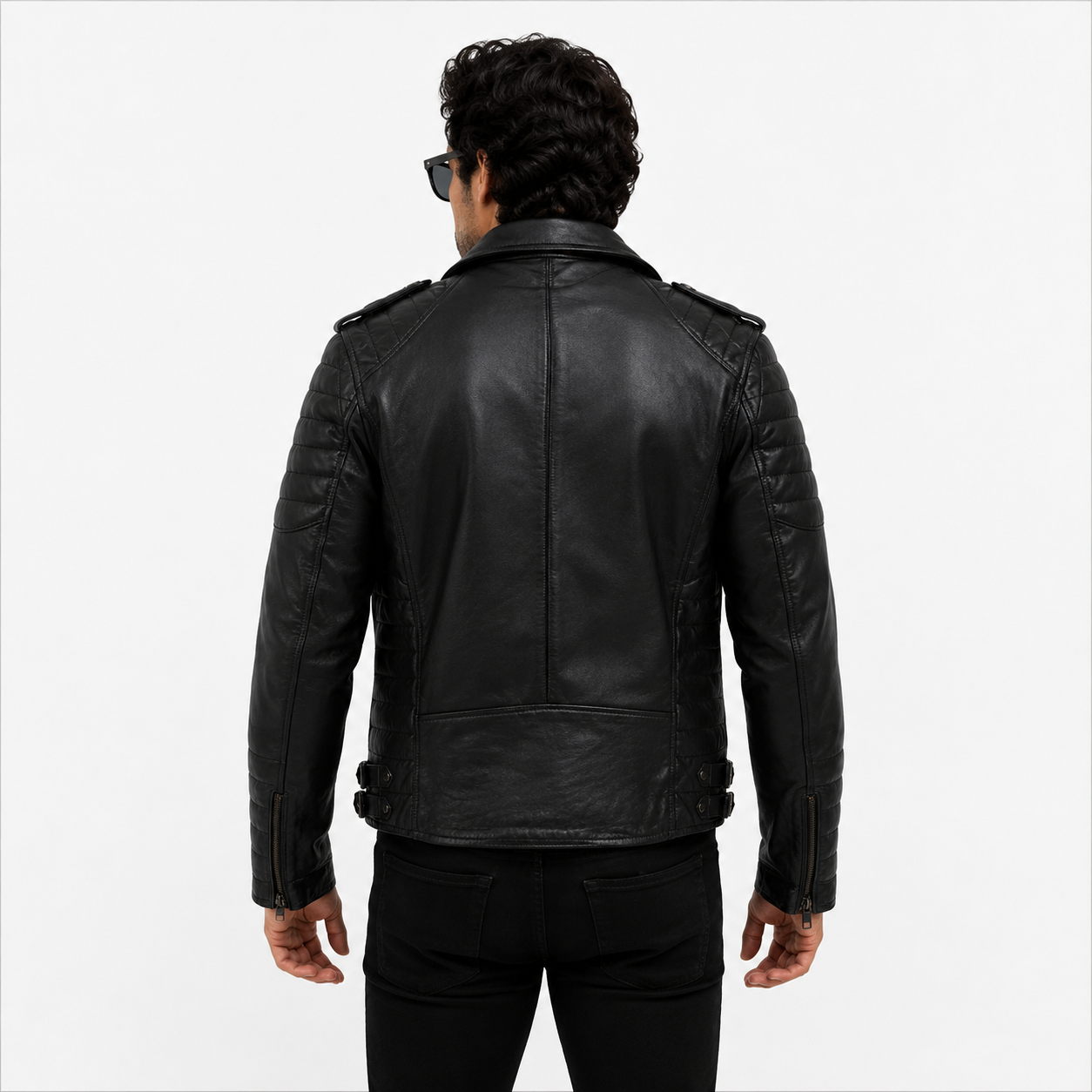 Men's Stealth Black Asymmetric Leather Biker Jacket