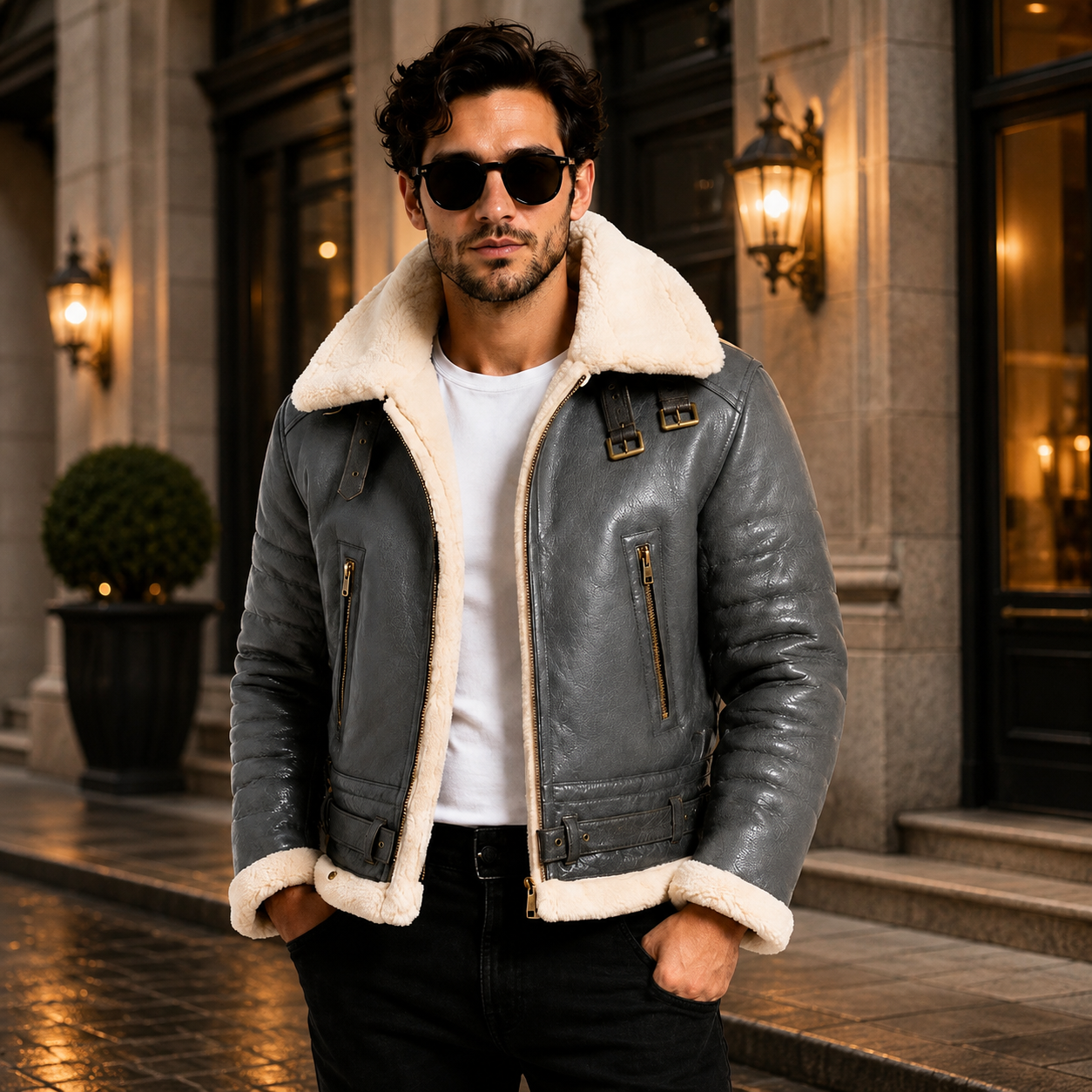 Men's Slate Grey B-3 Aviator Jacket