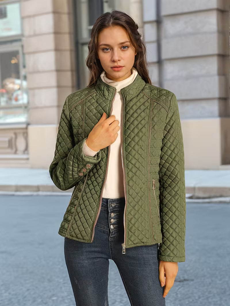 Quilted Lightweight Stand-Collar Jacket