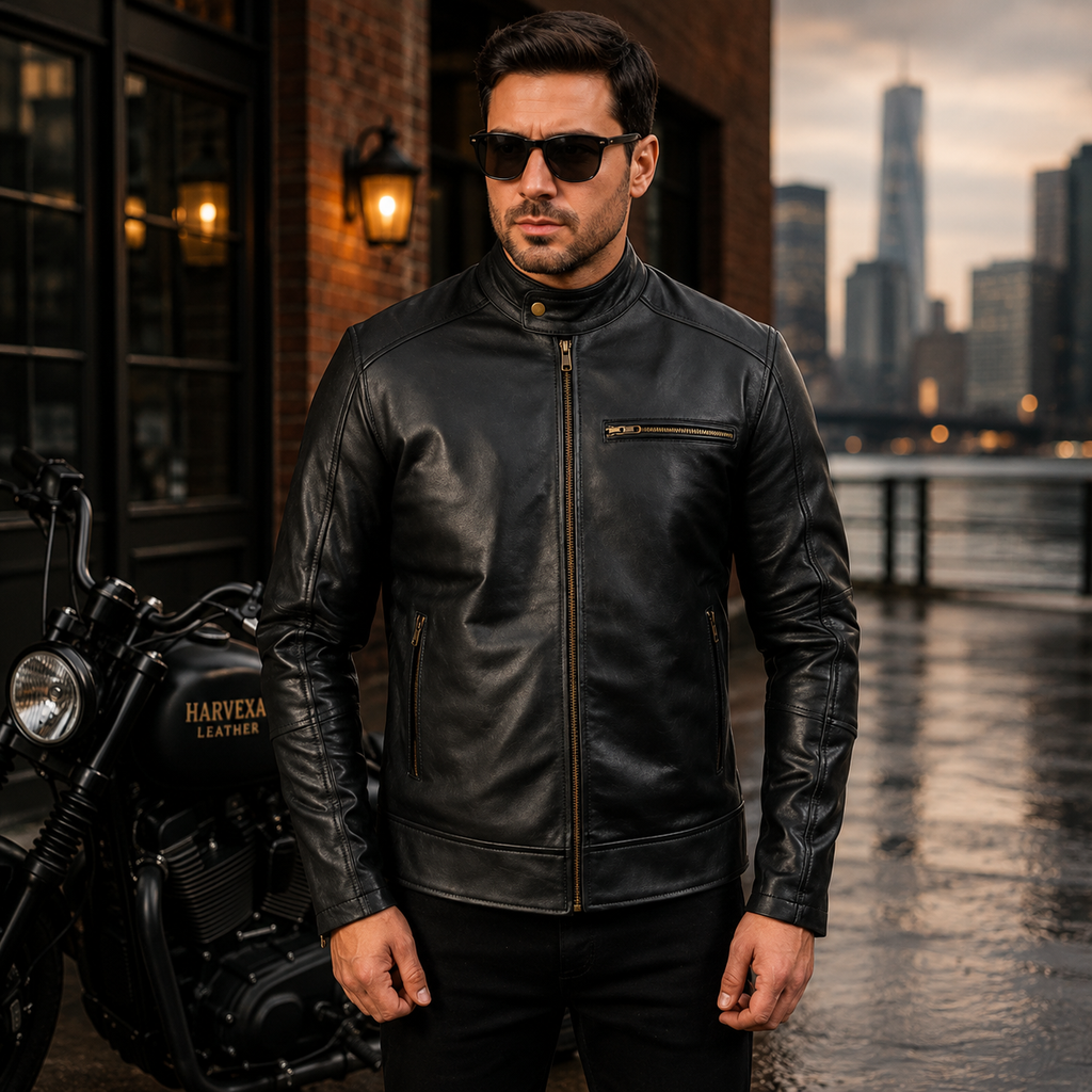 Dean Black Leather Biker Jacket