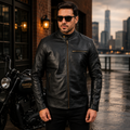 Dean Black Leather Biker Jacket