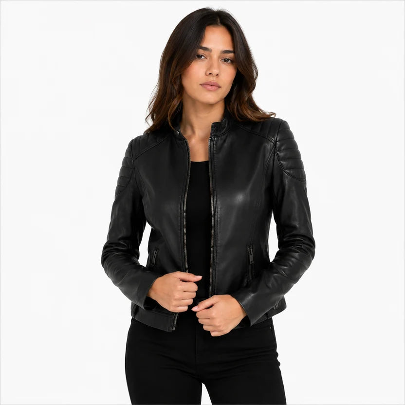 Genuine Leather Cafe Racer Jacket