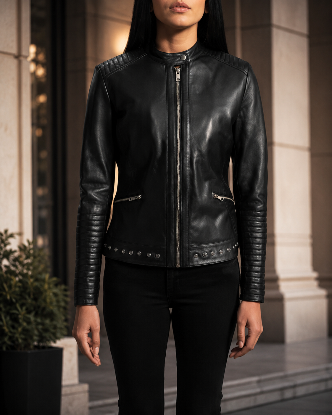 Haley Ray Black Leather Biker Jacket