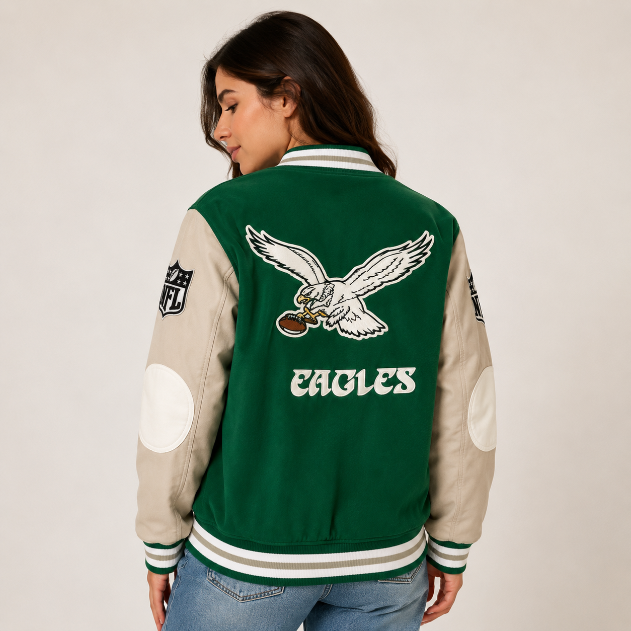 Women's NFL Eagles Varsity Jacket Back View