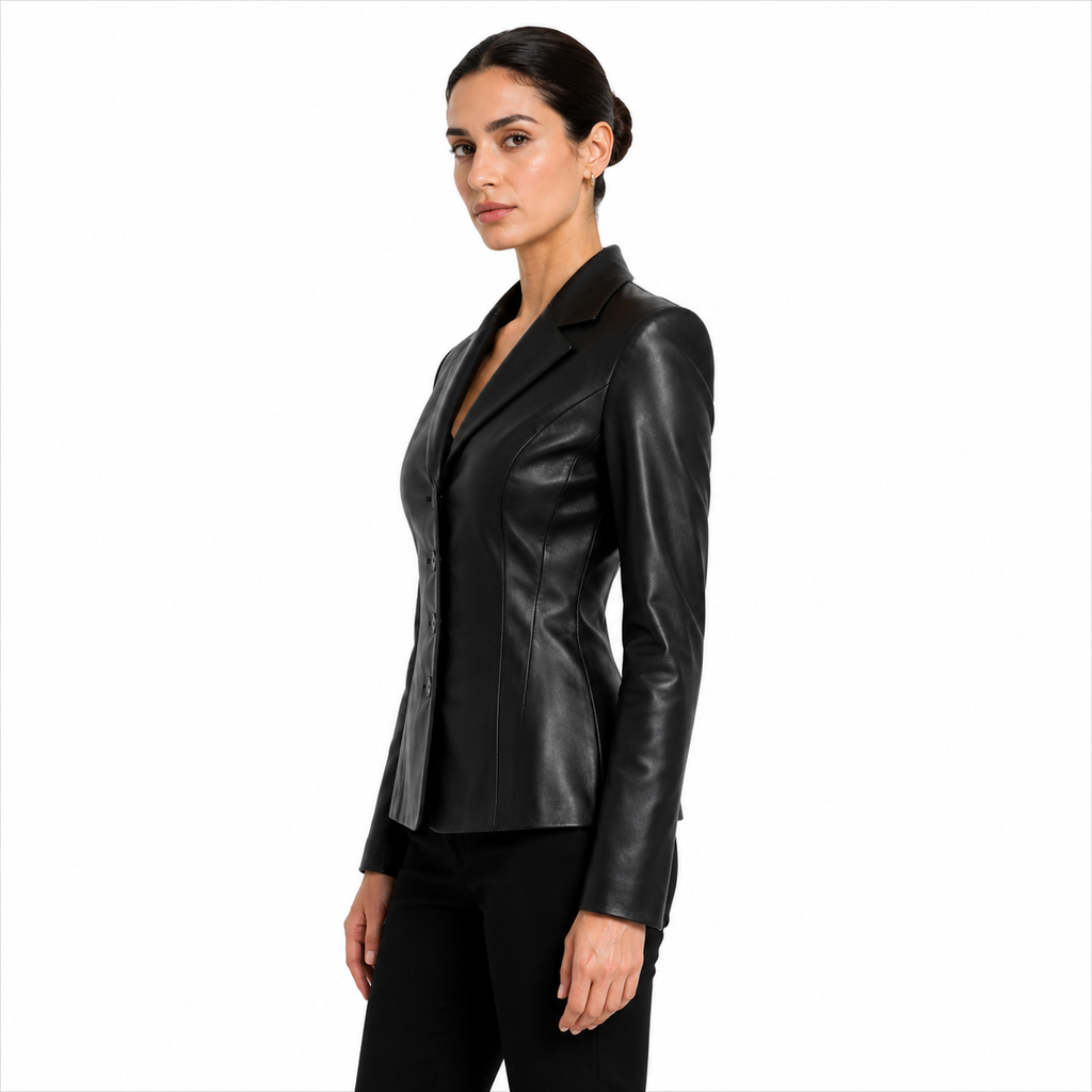 Tailored Leather Blazer Button