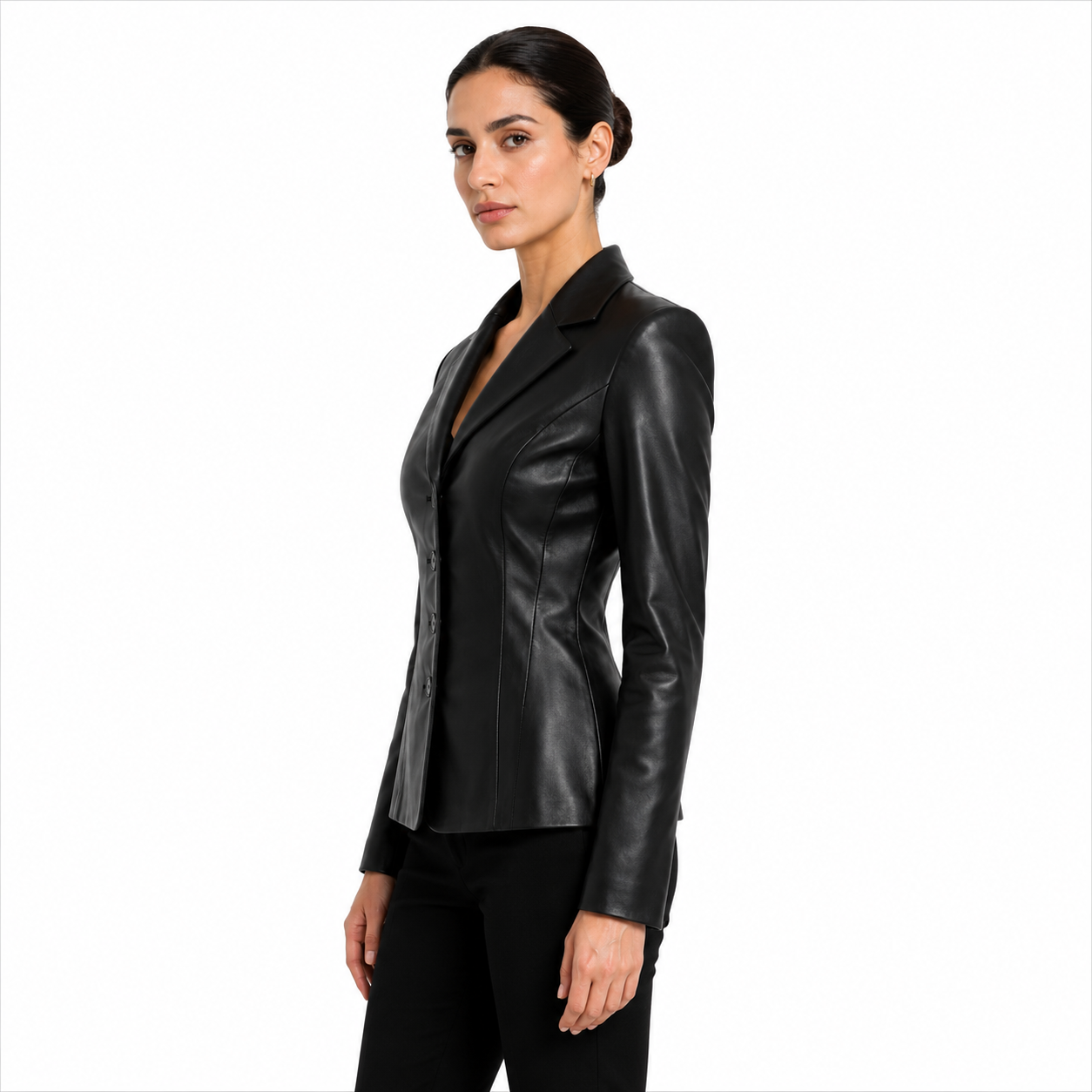 Tailored Leather Blazer Button