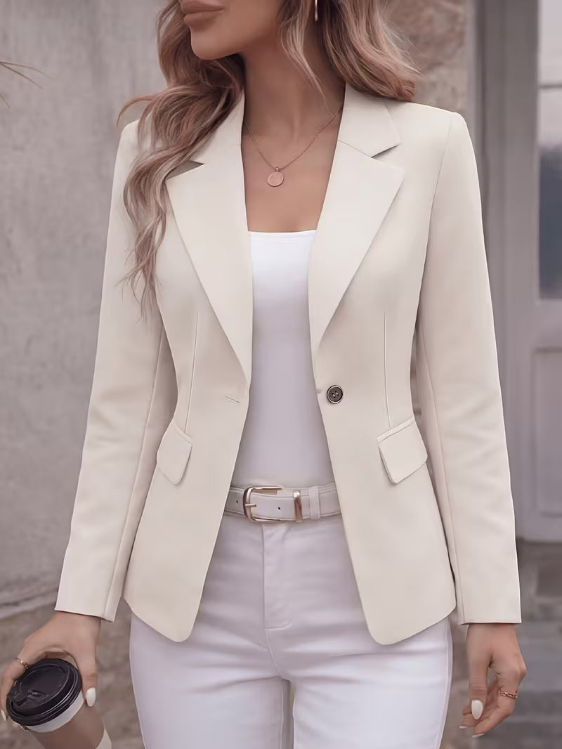 Women's Ivory Tailored Single Button Blazer