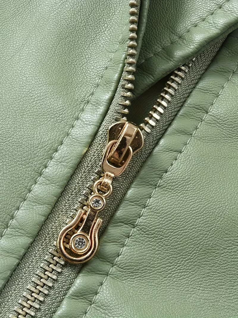 Faux-Leather Asymmetric Biker Jacket