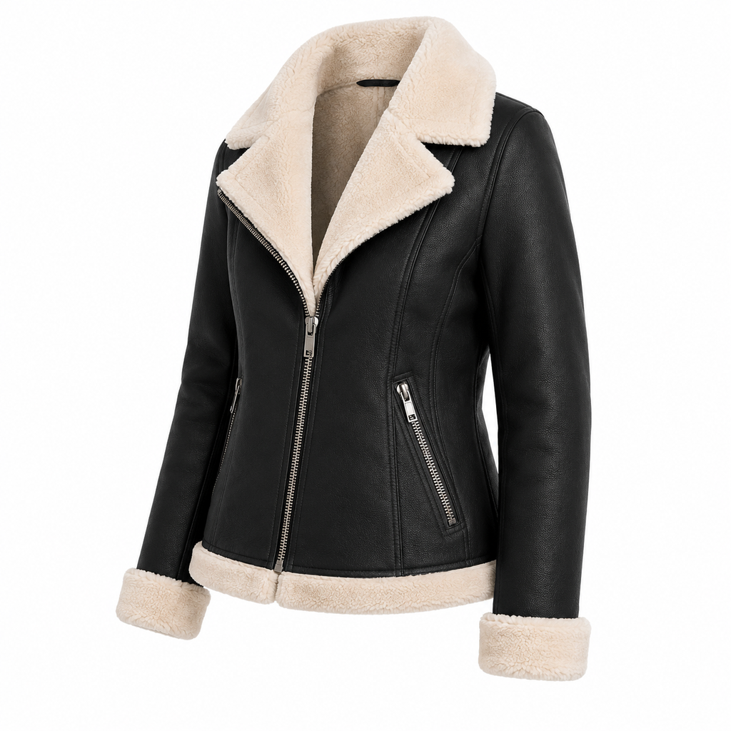 Women's Light Gray Faux Shearling Jacket