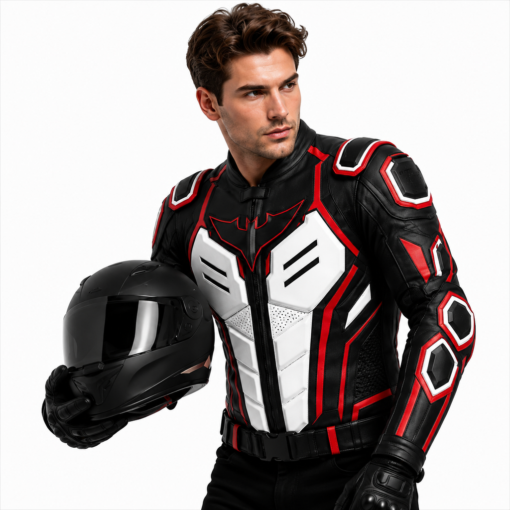 Armored Shoulder and Panel Detail on Motorcycle Jacket