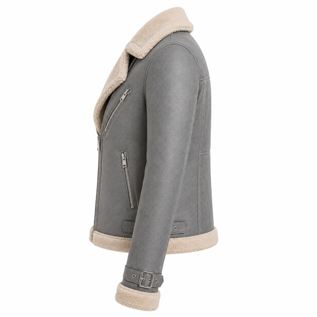 Women's Pink Shearling Aviator Jacket