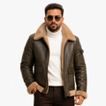 Men's Olive Brown Aviator Bomber Jacket