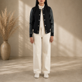 Savant Green & Black Hybrid Varsity Jacket