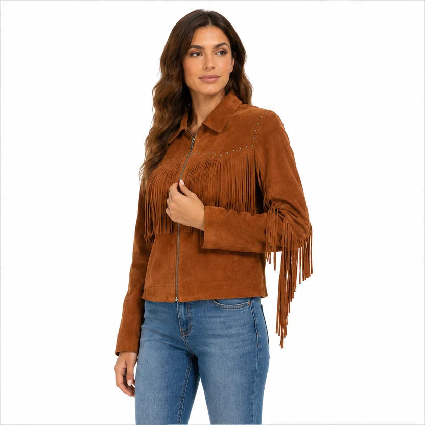 brown western suede jacket