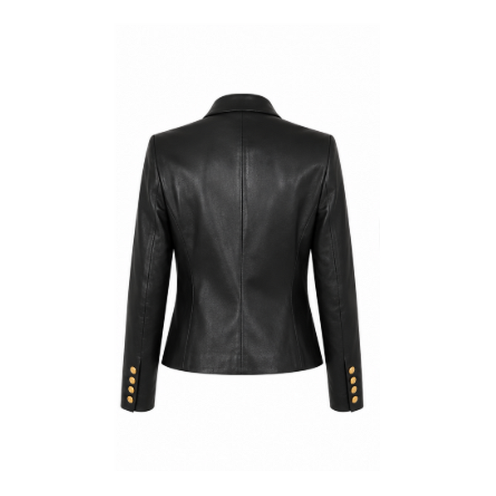 L'AGENCE Ottilie Leather Blazer in Black
