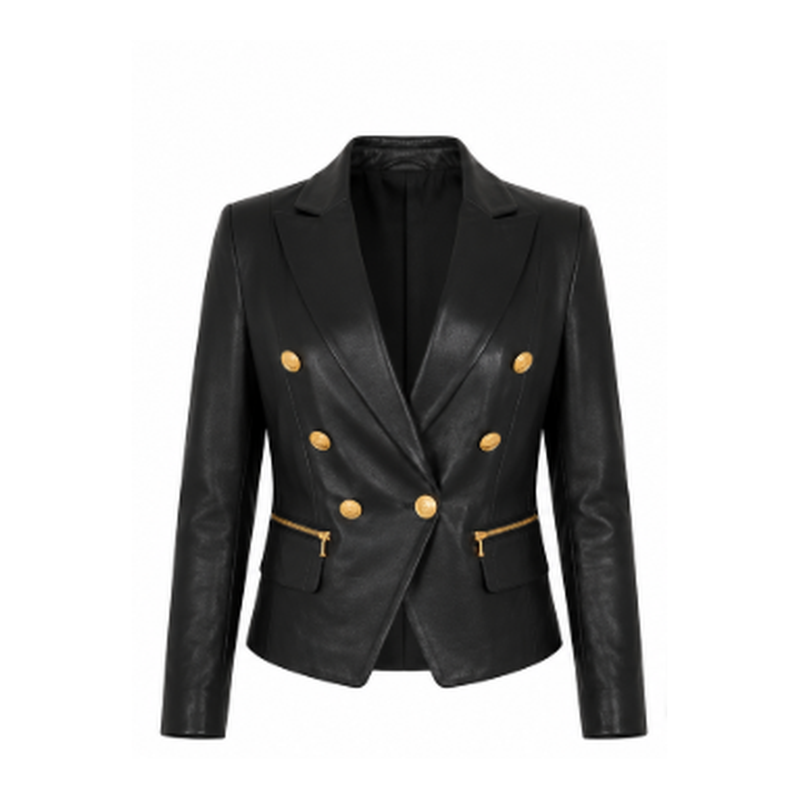 L'AGENCE Ottilie Leather Blazer in Black
