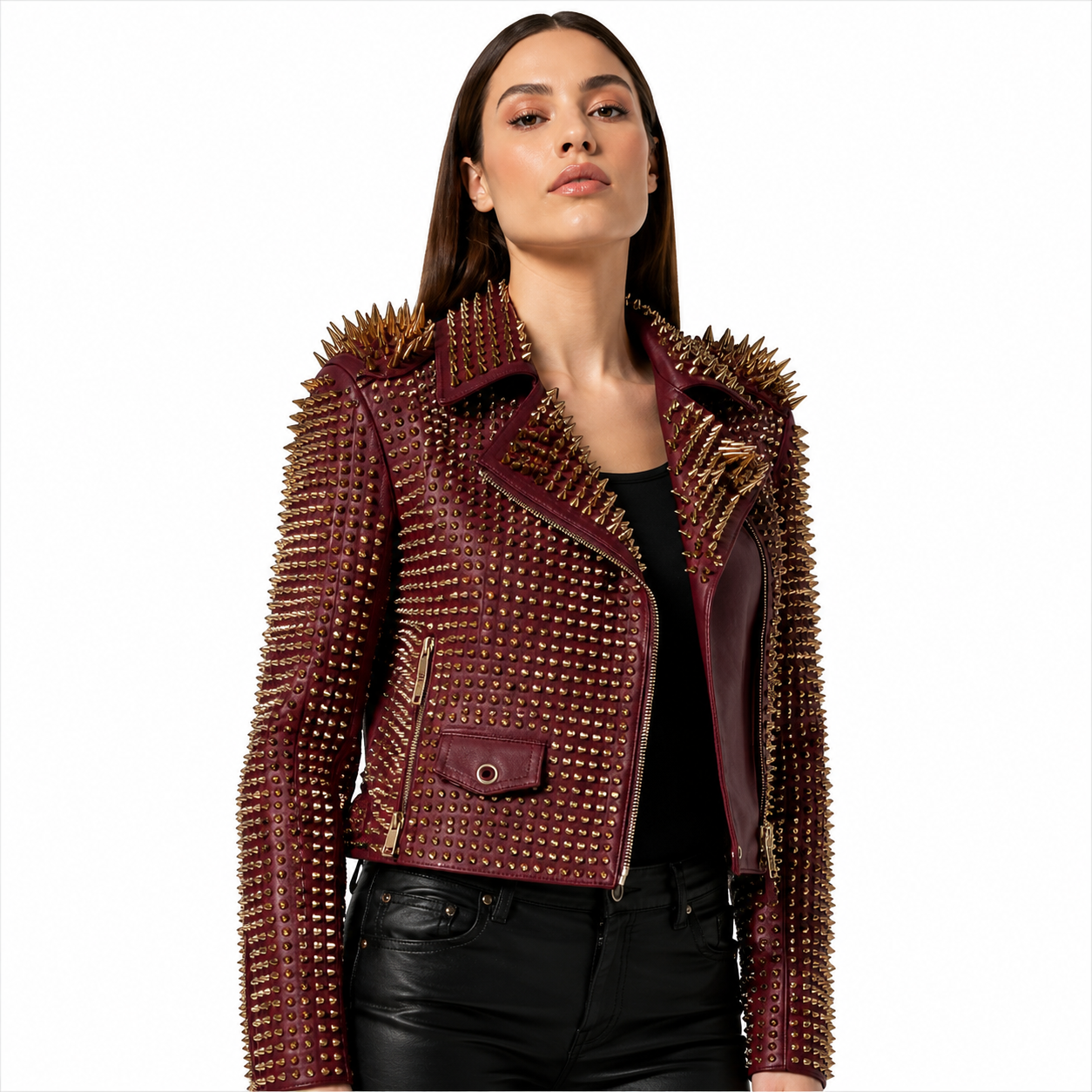 Leather Cropped Moto Jacket