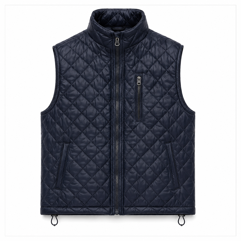 Men's cream or off-white diamond-quilted vest