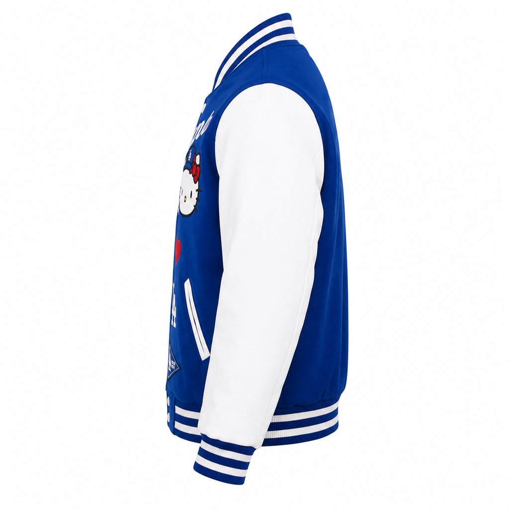 Royal Blue and White Los Angeles Dodgers Varsity Jacket with Quilted Lining and Dodgers Script Logo