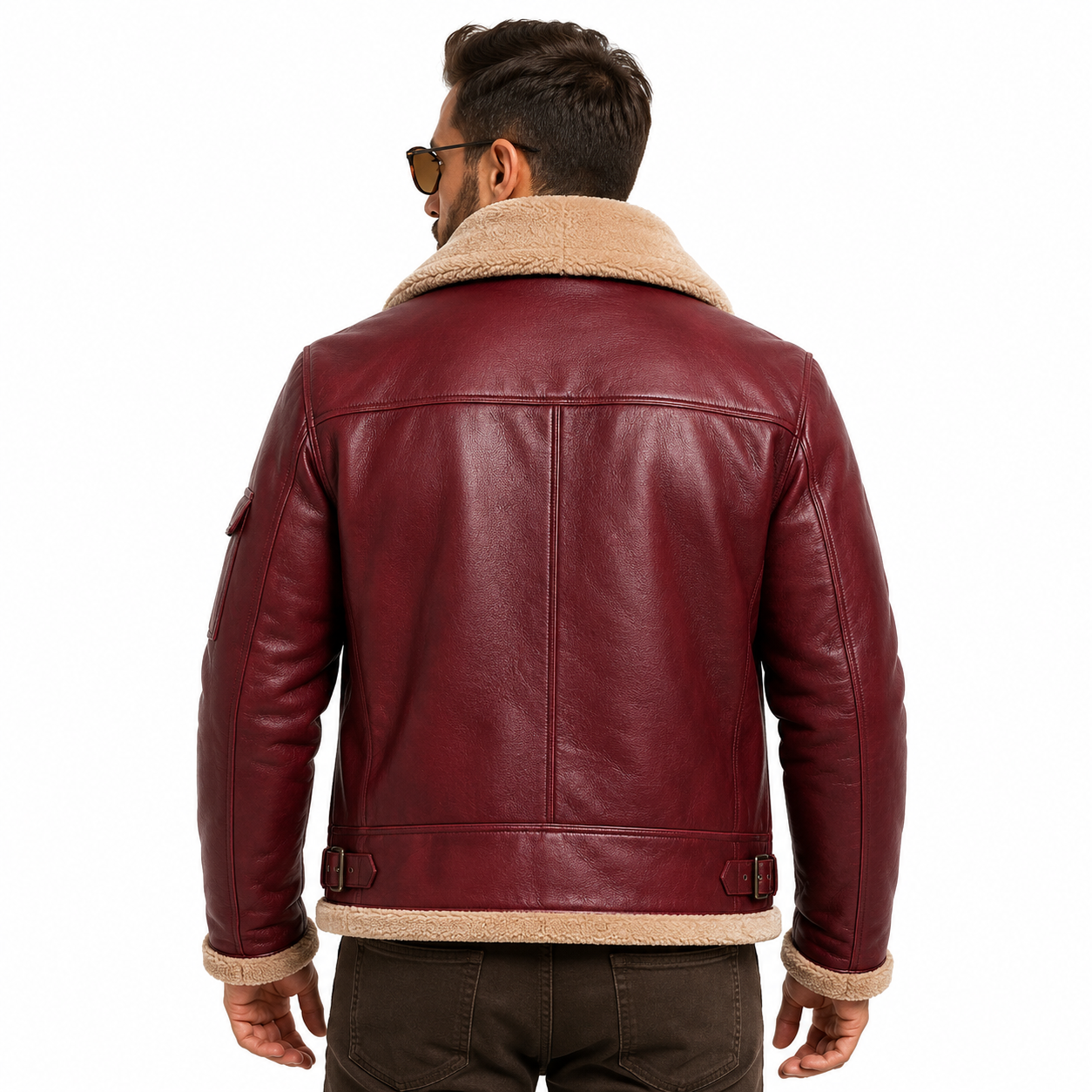Men's Oxblood Red / Burgundy Leather Aviator Jacket
