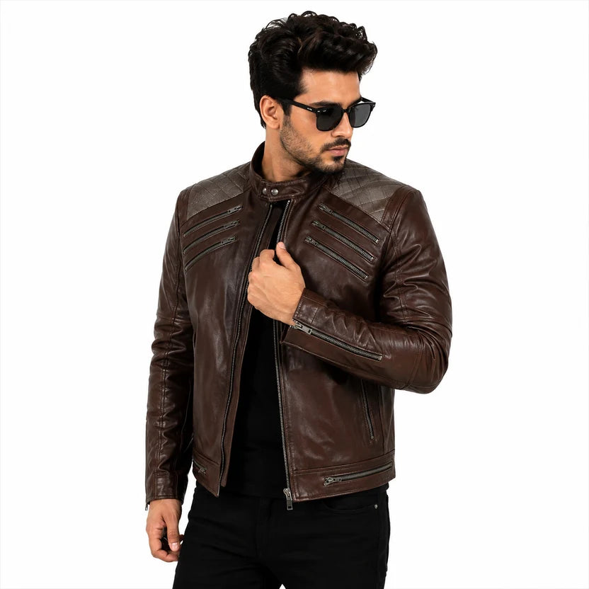 Men's Chocolate Leather Jacket