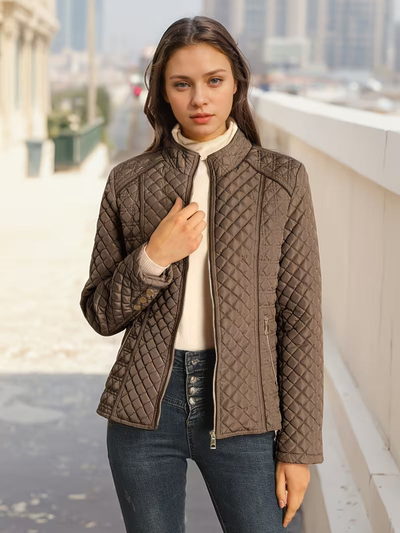 Quilted Lightweight Stand-Collar Jacket