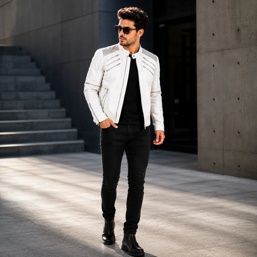 White Michael Jackson Inspired Leather Jacket